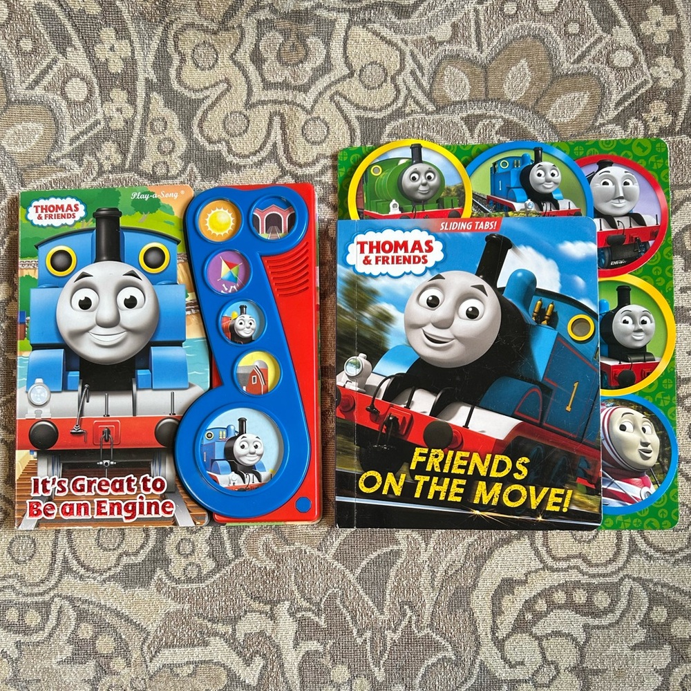 2 Thomas the Tank Engine Board Books: One Plays Music, One Has Pull Tabs.